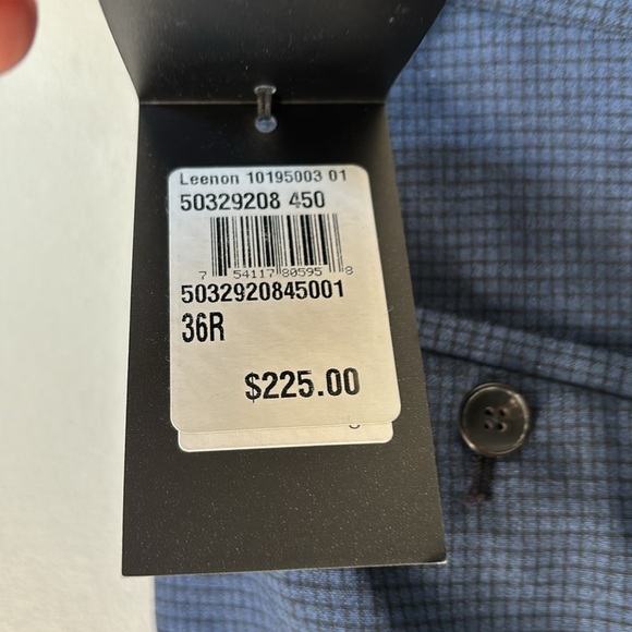 NWT‼️Hugo Boss Leenon Dark Blue grid flat front Dress Pants size 36R/ 29”inseam - Picture 8 of 9